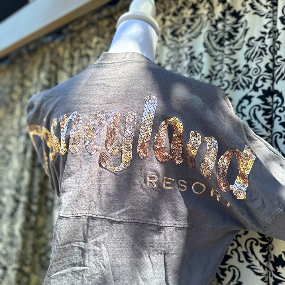 Disney parks Gray jersey Sequin Long Sleeve Tee